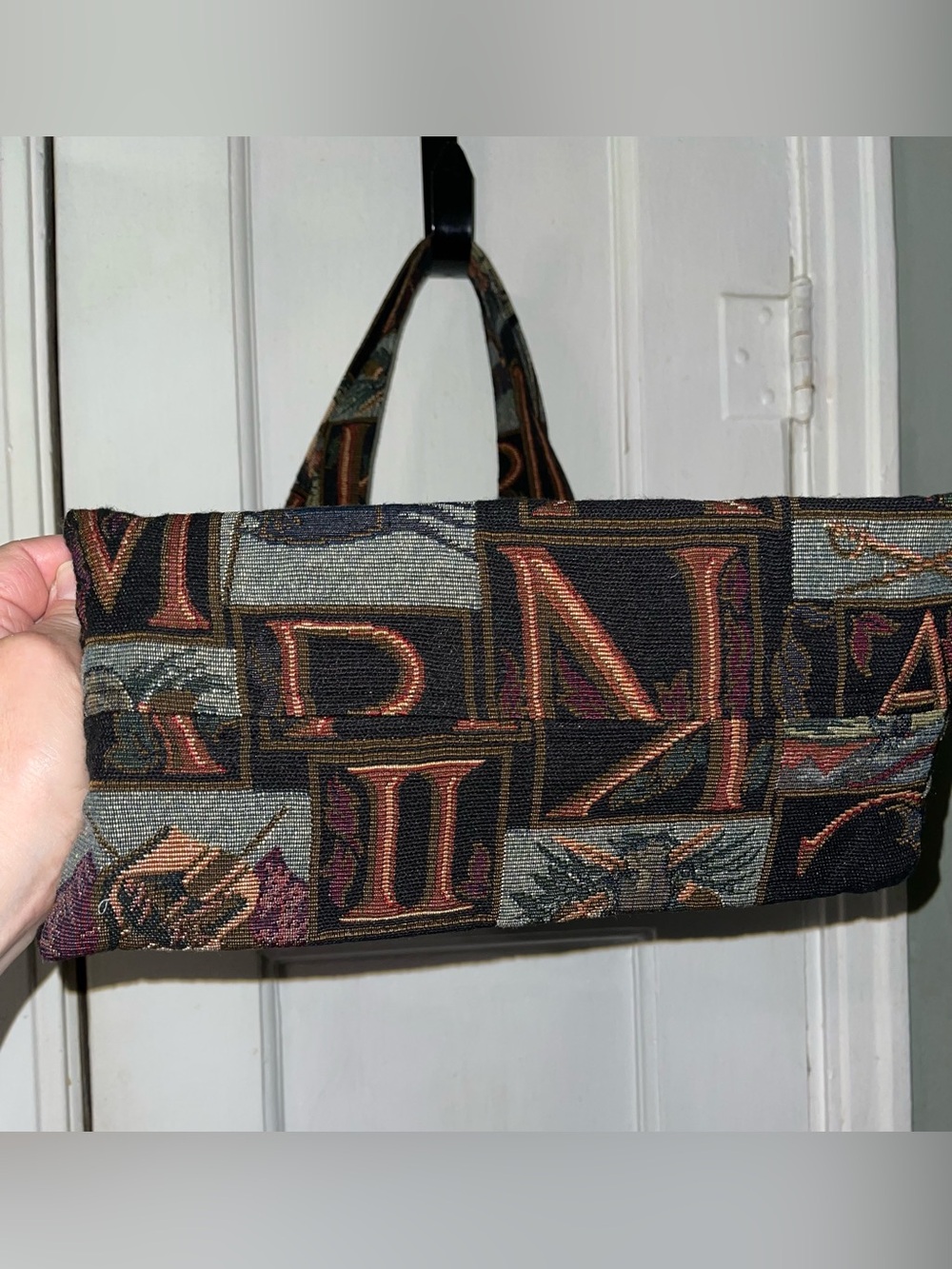 EUC Woven Alphabet Pattern Tote Bag in Black and Brown - Picture 5 of 6